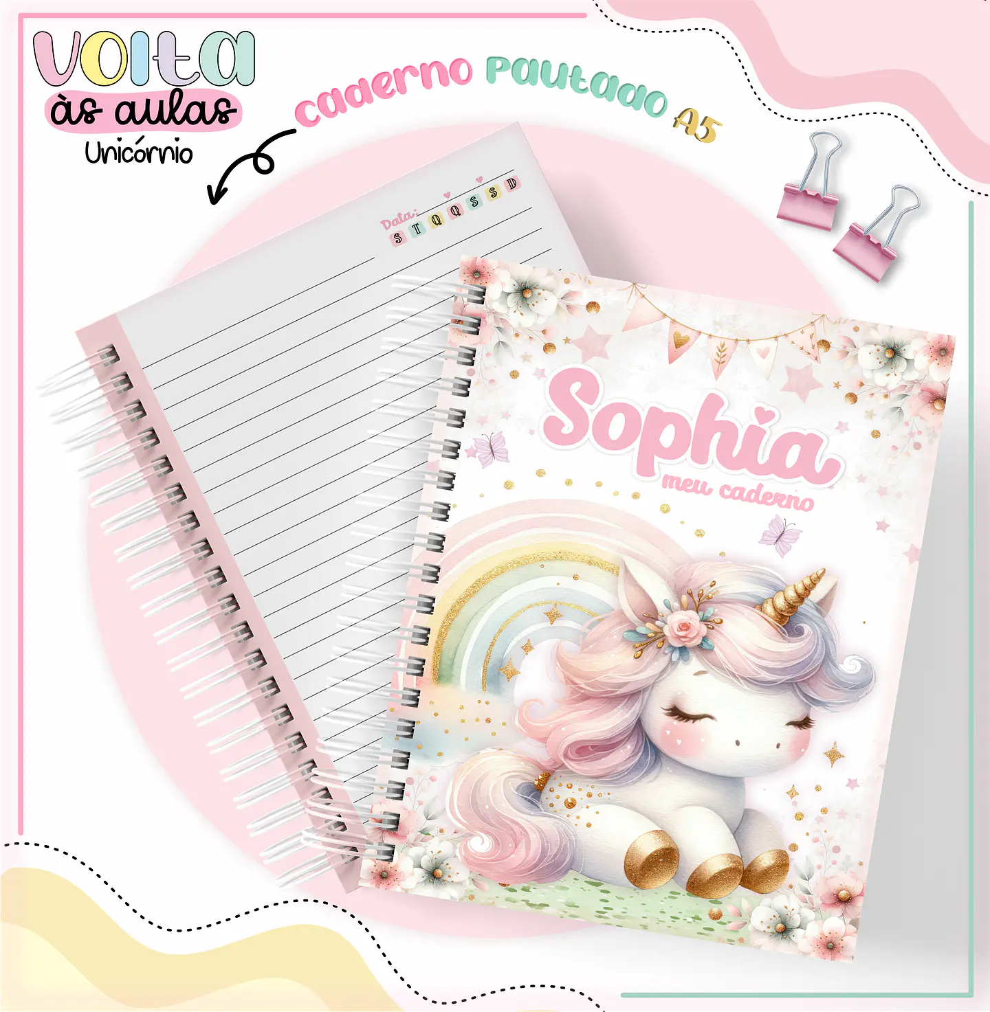 ARQUIVO ENCADERNAÇÃO KIT ESCOLAR UNICÓRNIOS - LINA CRIATIVA 3