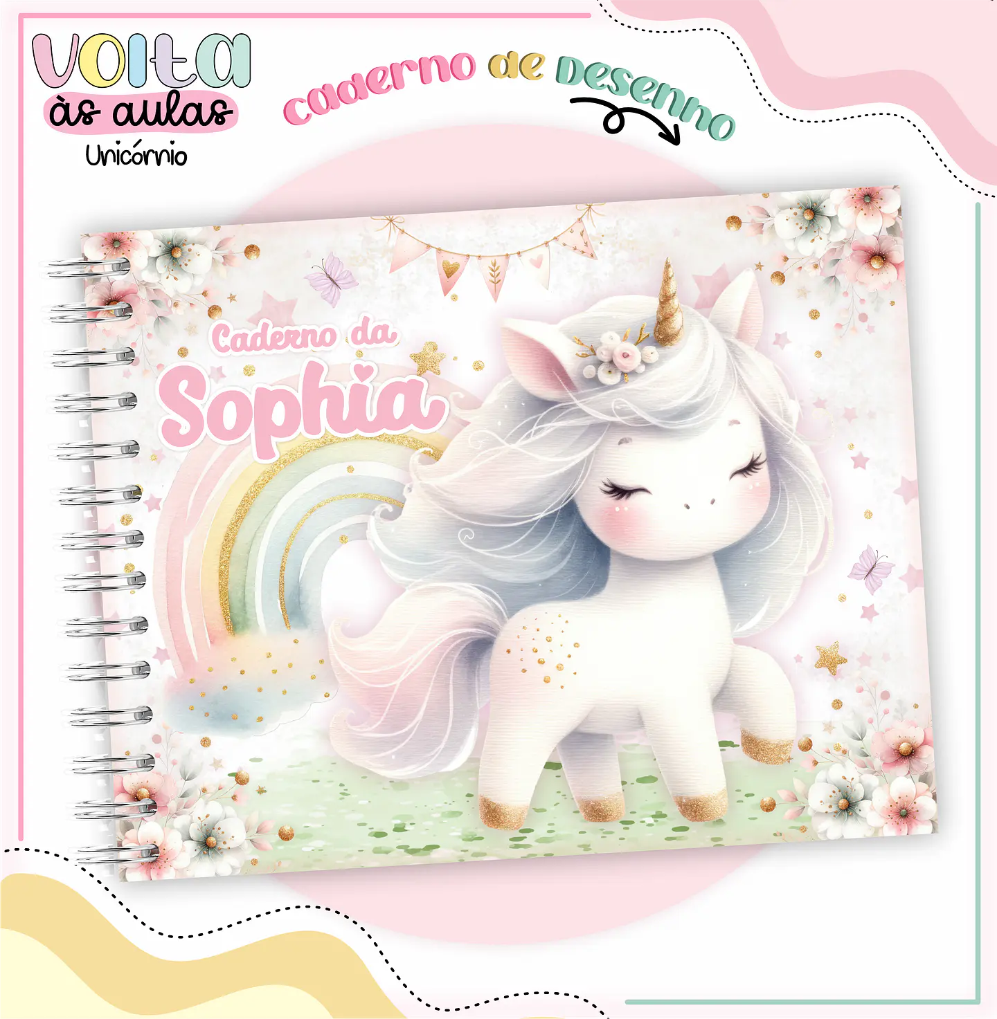 ARQUIVO ENCADERNAÇÃO KIT ESCOLAR UNICÓRNIOS - LINA CRIATIVA 5