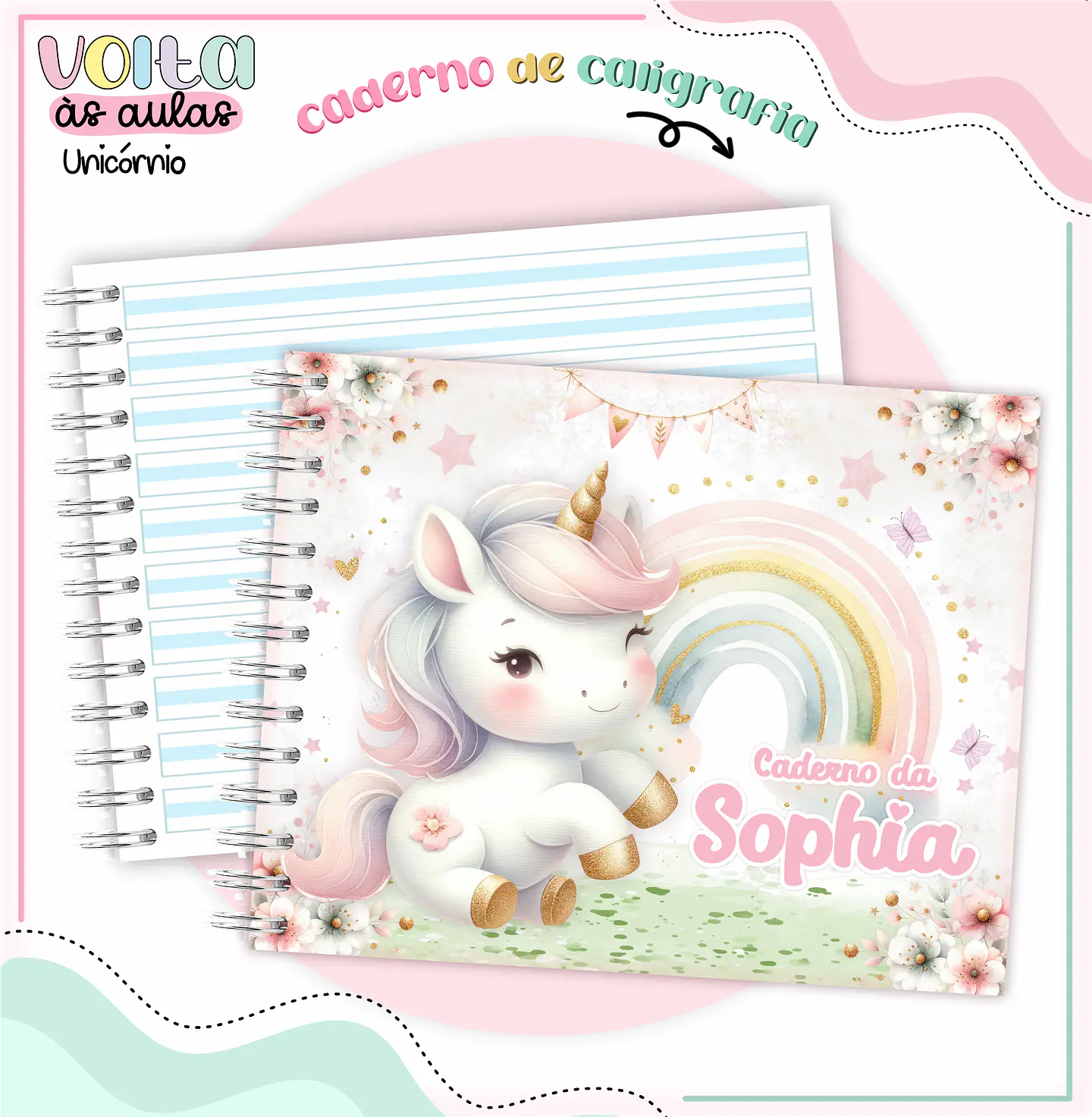 ARQUIVO ENCADERNAÇÃO KIT ESCOLAR UNICÓRNIOS - LINA CRIATIVA 6