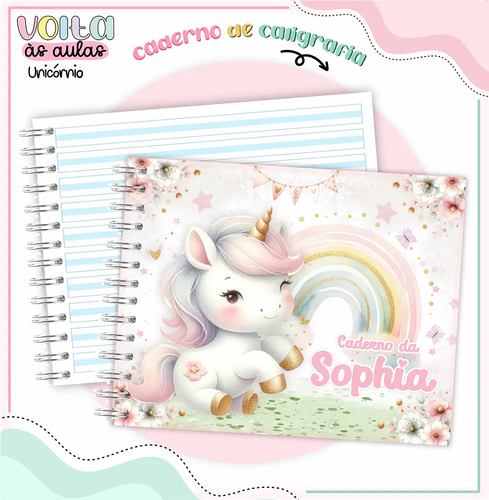 ARQUIVO ENCADERNAÇÃO KIT ESCOLAR UNICÓRNIOS - LINA CRIATIVA 6