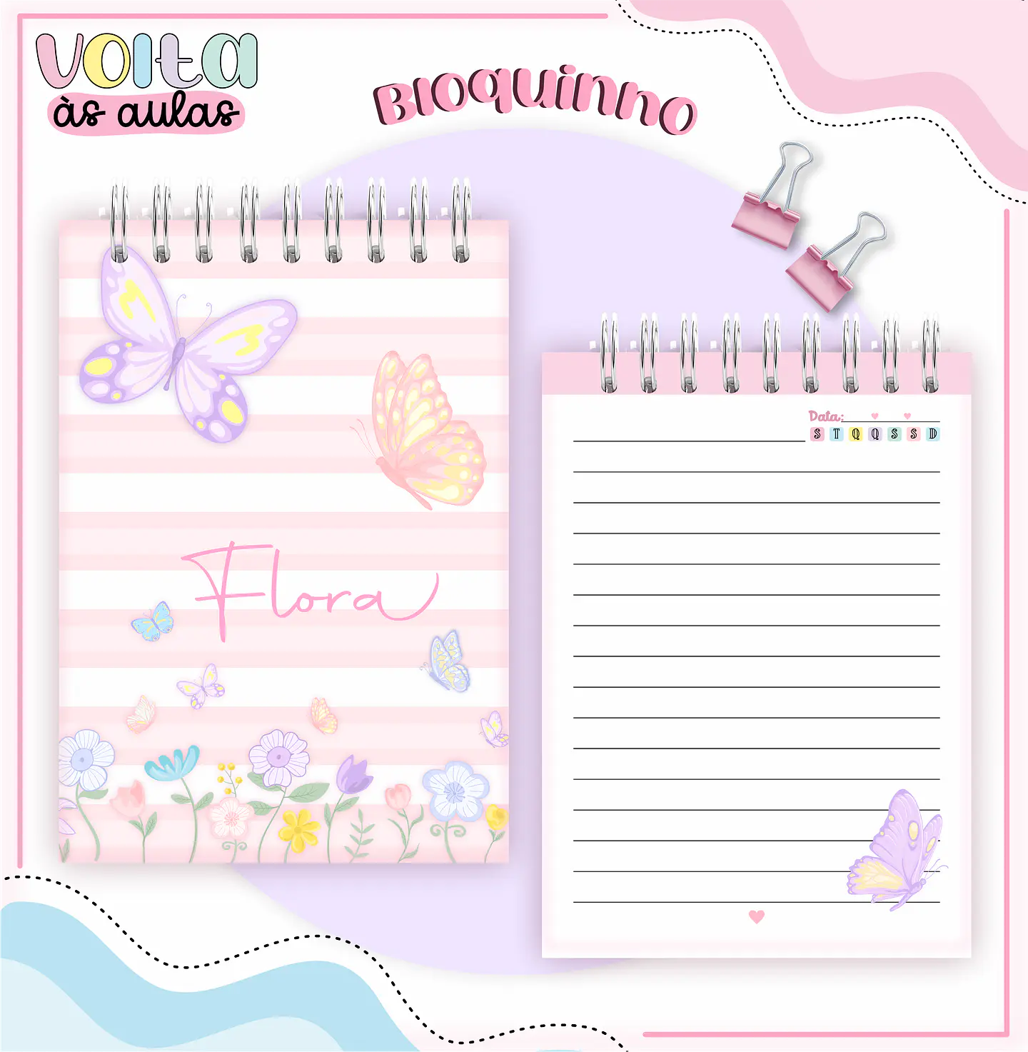 ARQUIVO ENCADERNAÇÃO KIT ESCOLAR BORBOLETAS - LINA CRIATIVA 3