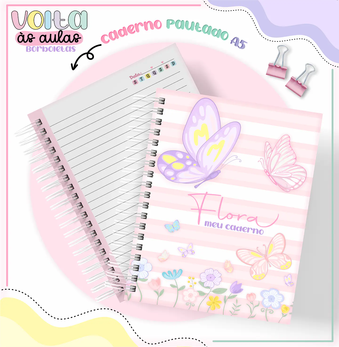 ARQUIVO ENCADERNAÇÃO KIT ESCOLAR BORBOLETAS - LINA CRIATIVA 9