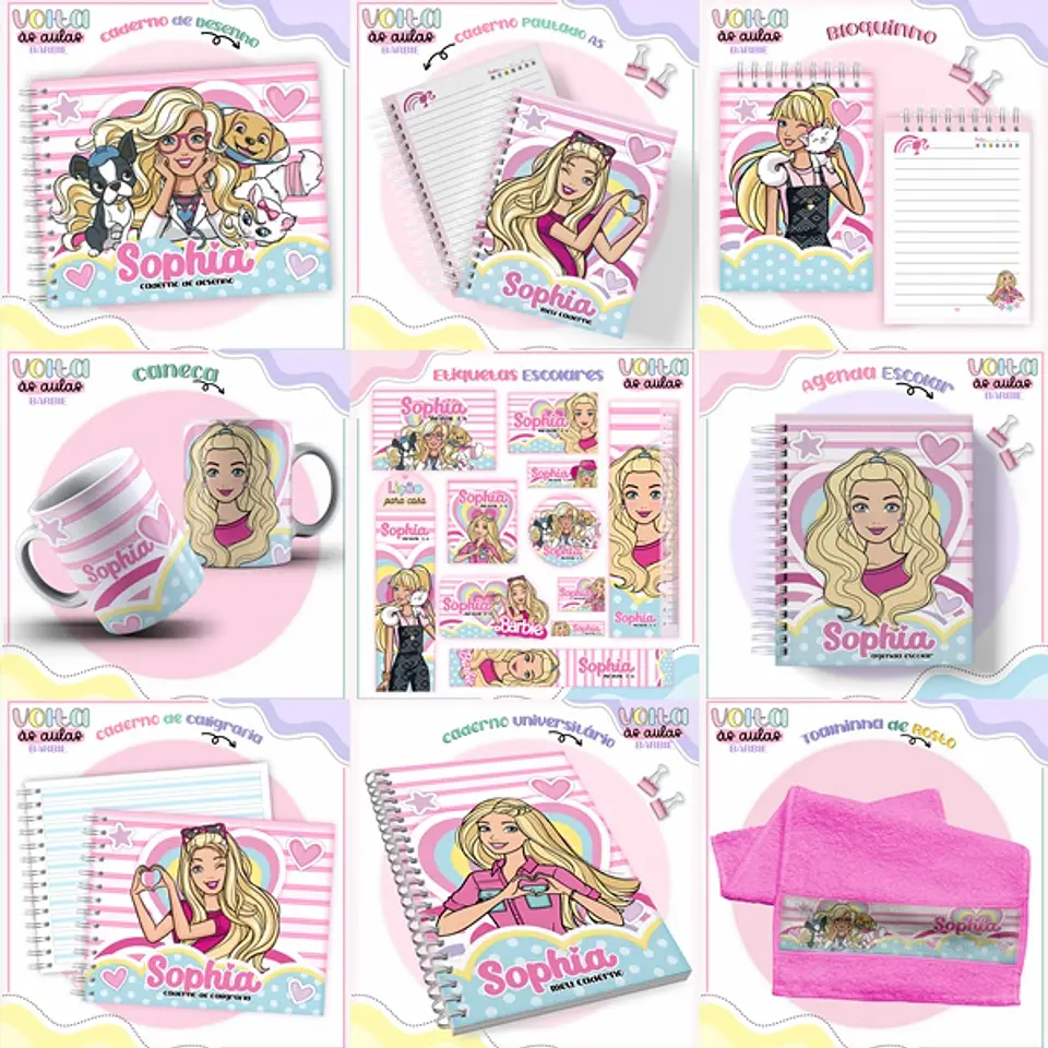 ARQUIVO ENCADERNAÇÃO KIT ESCOLAR BARBIE - LINA CRIATIVA 1