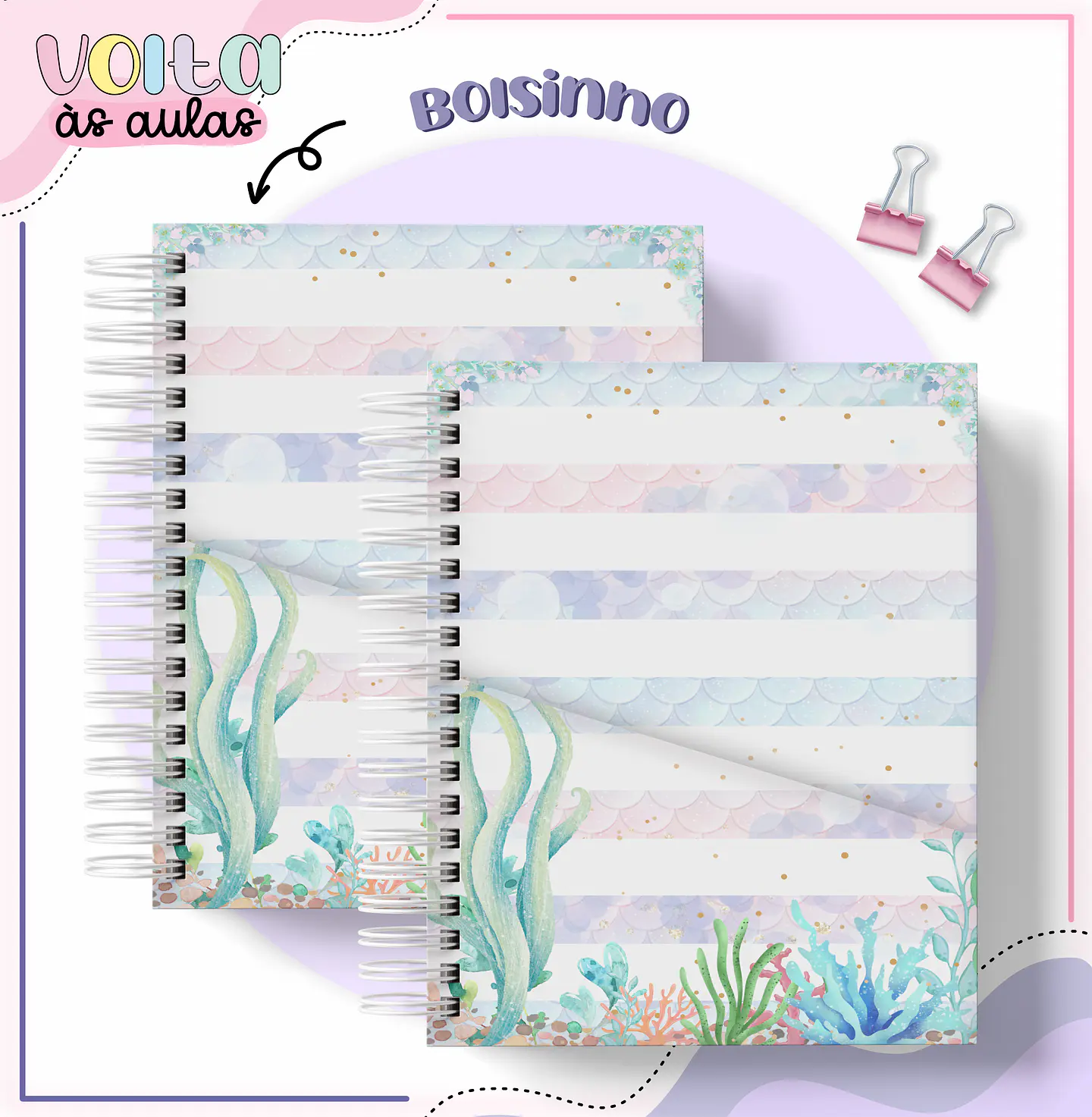 ARQUIVO ENCADERNAÇÃO KIT ESCOLAR SEREIA - LINA CRIATIVA 3