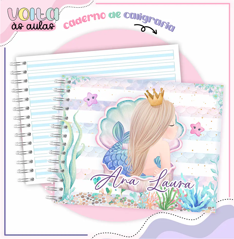 ARQUIVO ENCADERNAÇÃO KIT ESCOLAR SEREIA - LINA CRIATIVA 5