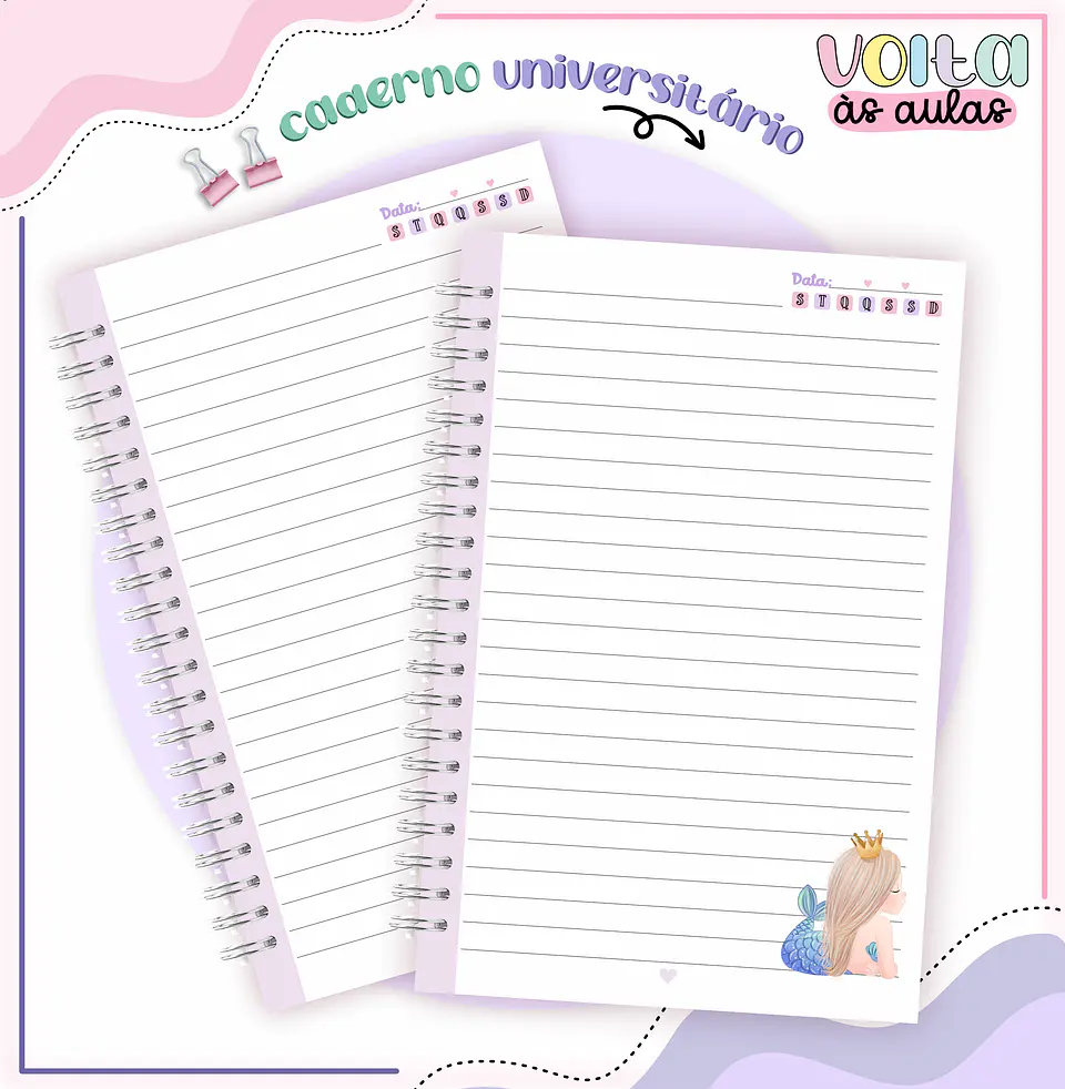 ARQUIVO ENCADERNAÇÃO KIT ESCOLAR SEREIA - LINA CRIATIVA 6
