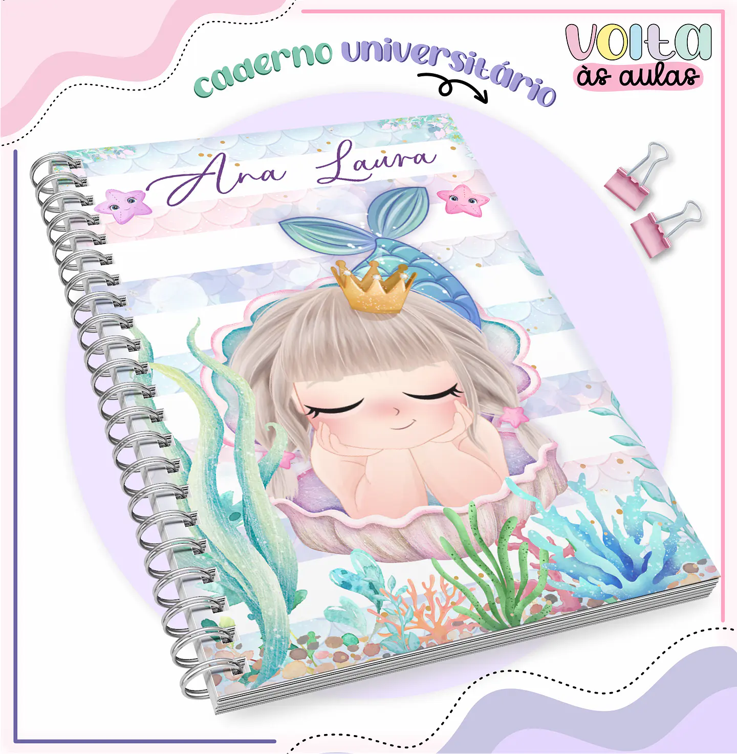 ARQUIVO ENCADERNAÇÃO KIT ESCOLAR SEREIA - LINA CRIATIVA 7