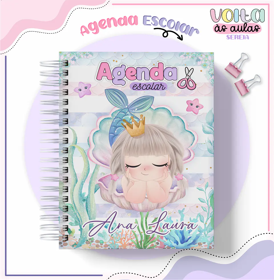 ARQUIVO ENCADERNAÇÃO KIT ESCOLAR SEREIA - LINA CRIATIVA 13