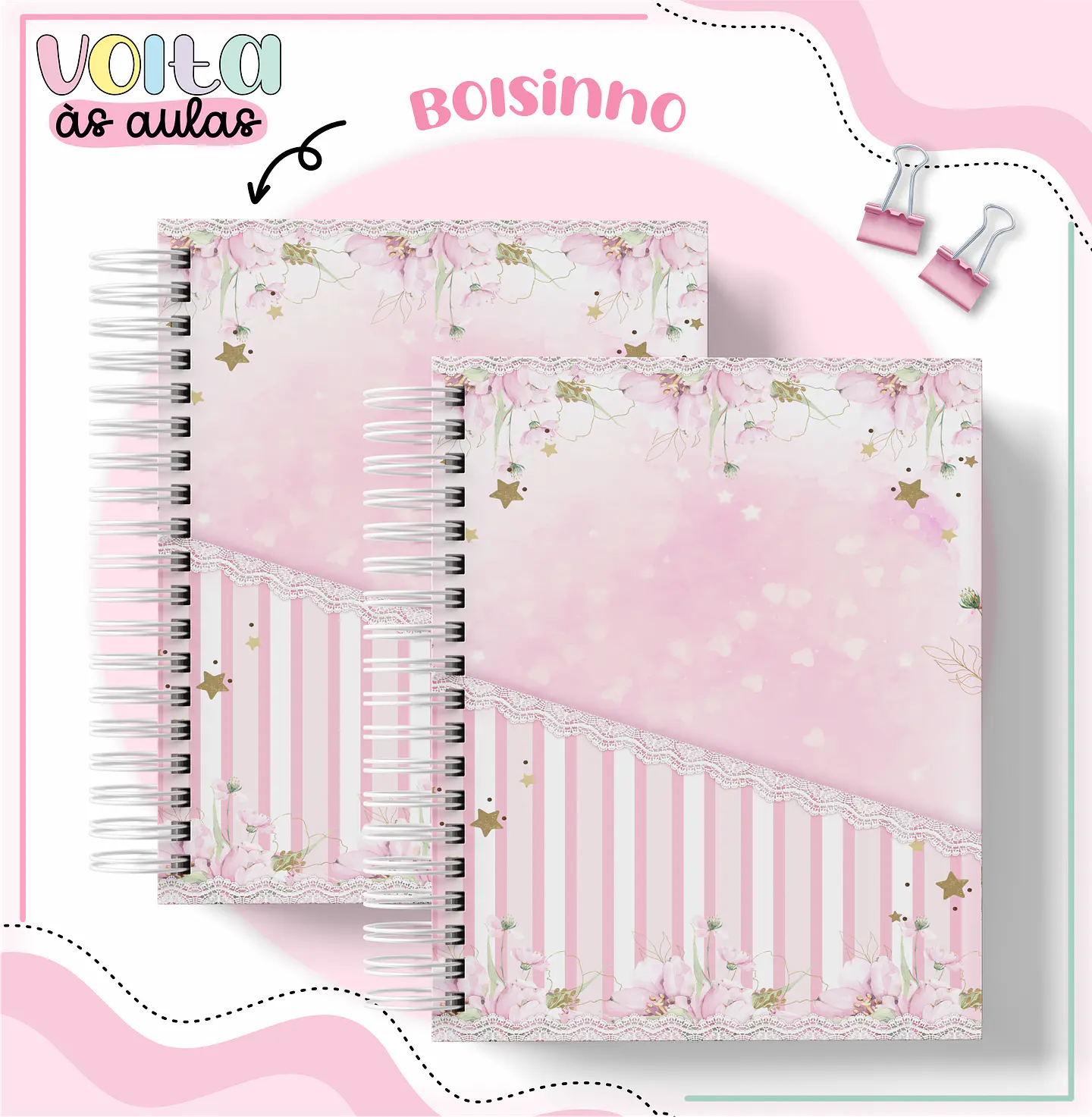 ARQUIVO ENCADERNAÇÃO KIT ESCOLAR MINNIE ROSA - LINA CRIATIVA 2