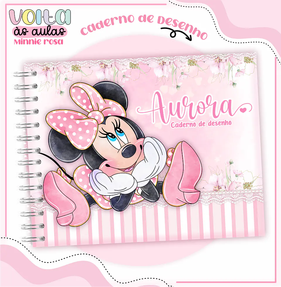 ARQUIVO ENCADERNAÇÃO KIT ESCOLAR MINNIE ROSA - LINA CRIATIVA 3