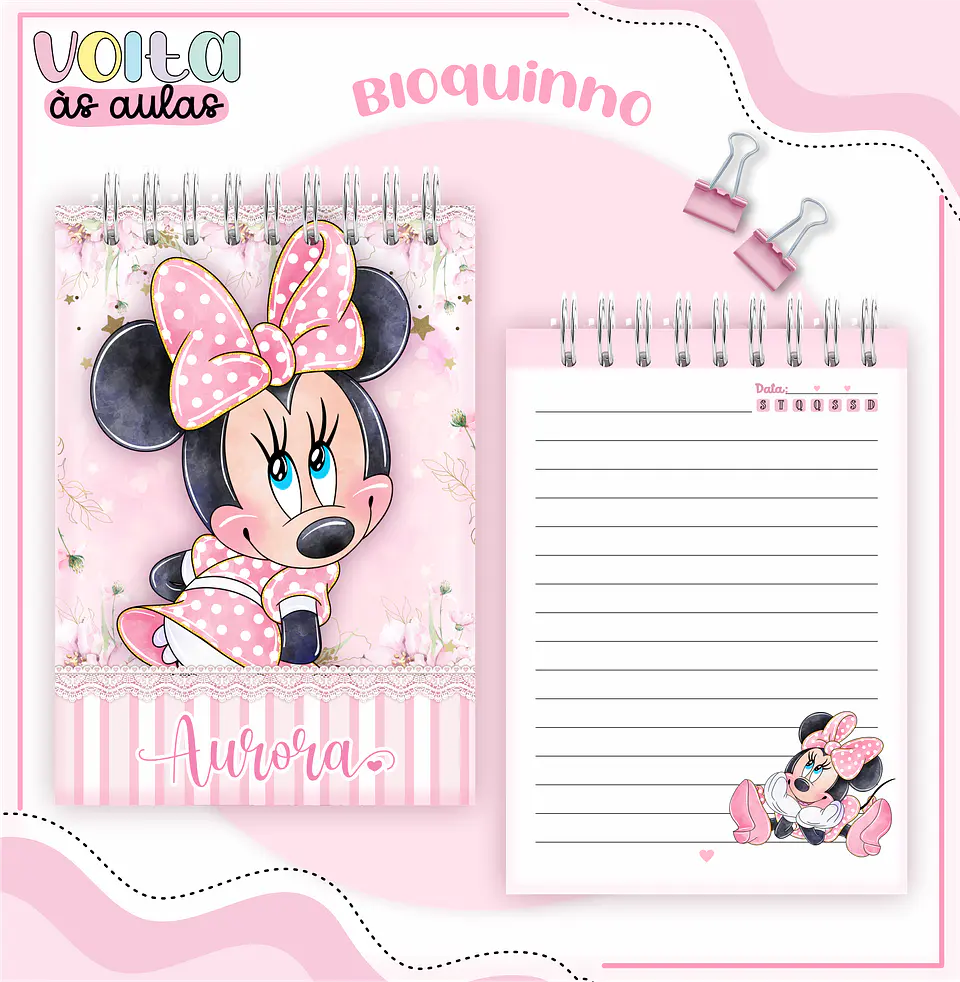 ARQUIVO ENCADERNAÇÃO KIT ESCOLAR MINNIE ROSA - LINA CRIATIVA 7