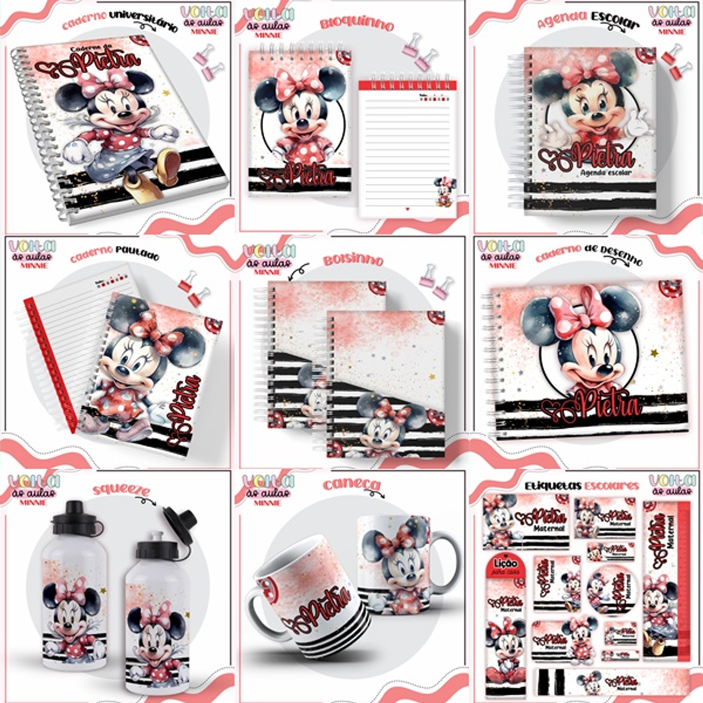 ARQUIVO ENCADERNAÇÃO KIT ESCOLAR MINNIE VERMELHA - LINA CRIATIVA 1