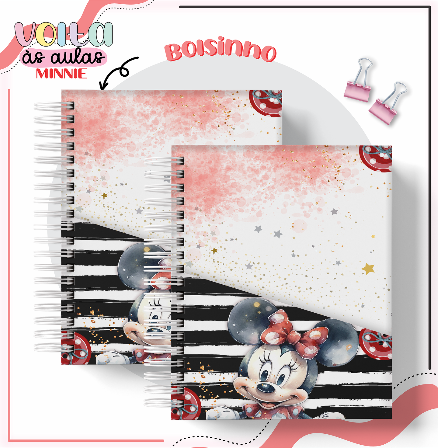 ARQUIVO ENCADERNAÇÃO KIT ESCOLAR MINNIE VERMELHA - LINA CRIATIVA 2