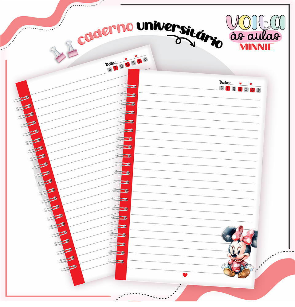 ARQUIVO ENCADERNAÇÃO KIT ESCOLAR MINNIE VERMELHA - LINA CRIATIVA 5