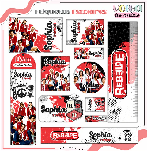 ARQUIVO ETIQUETA ESCOLAR REBELDE - LINA