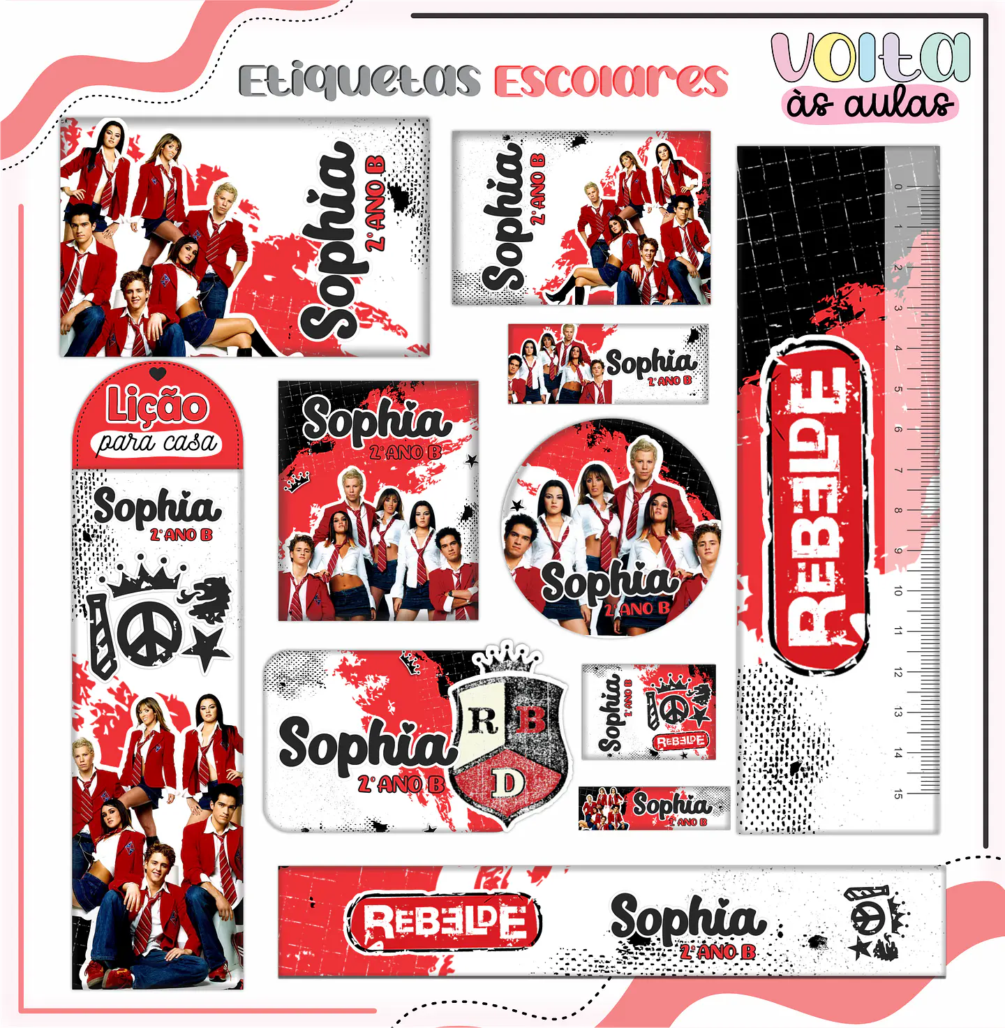 ARQUIVO ETIQUETA ESCOLAR REBELDE - LINA 1