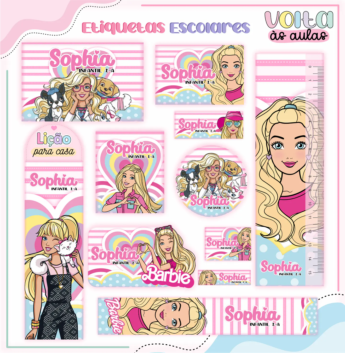ARQUIVO ETIQUETA ESCOLAR BARBIE - LINA 1