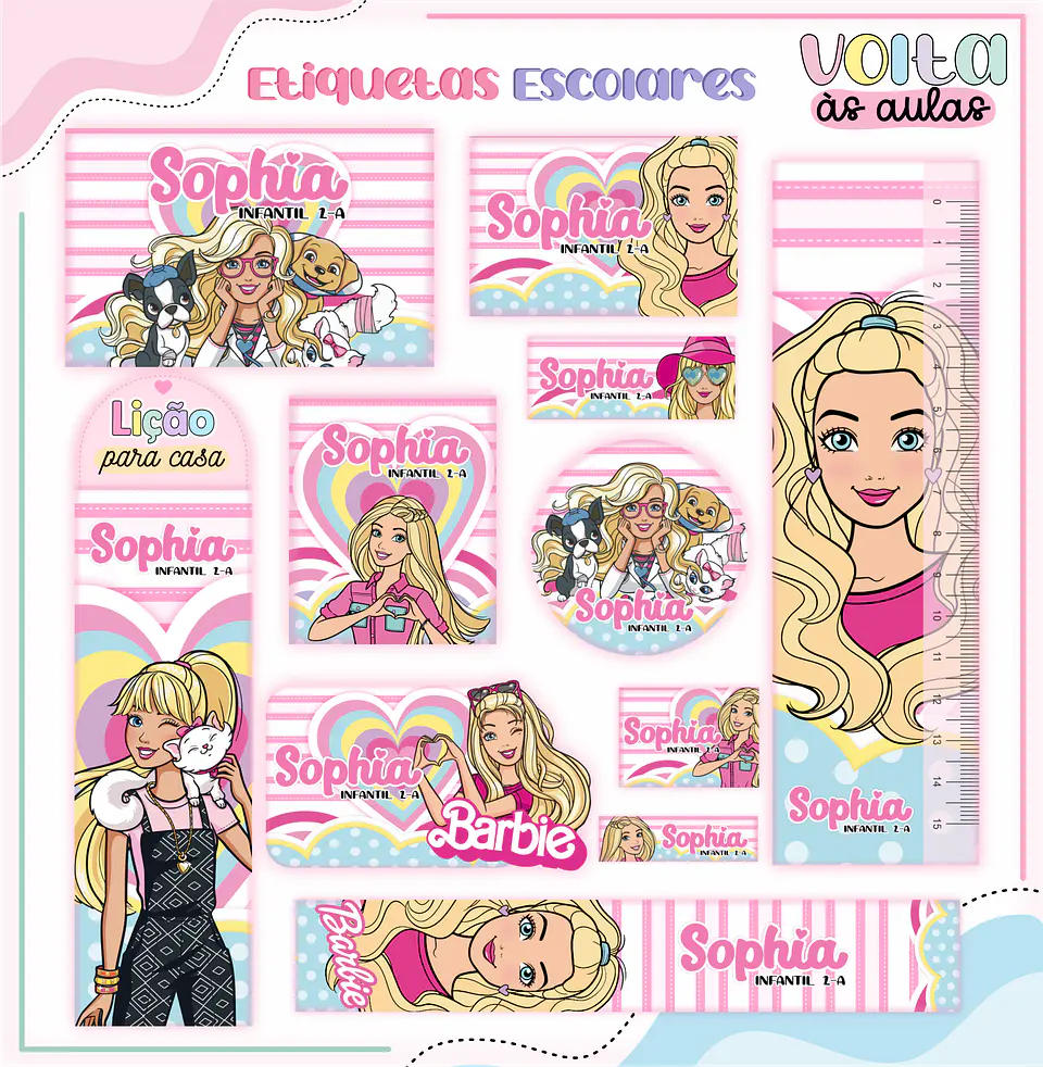ARQUIVO ETIQUETA ESCOLAR BARBIE - LINA 1