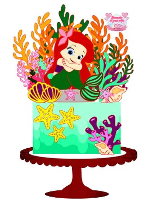 ARQUIVO DE CORTE TOPO DE BOLO SEREIA ARIEL