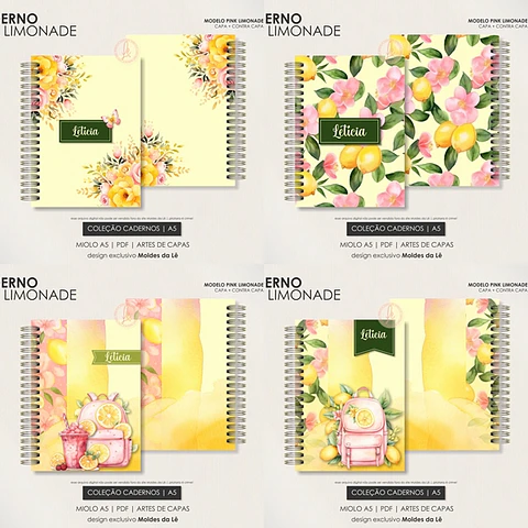 Arquivo caderno pink limonade A5 - Moldes da lê