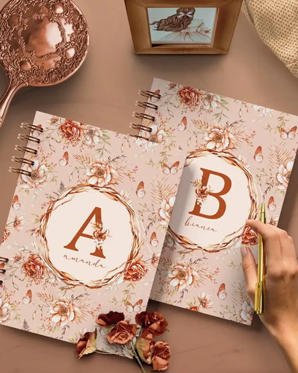 ARQUIVO 26 CAPAS ALFABETO A A Z E MIOLO PAUTADO FLORAL BOHO – BICHO PAPEL 1
