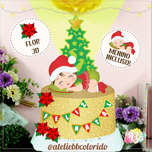 ARQUIVO DE CORTE TOPO DE BOLO NATAL BEBÊ DORMINDO