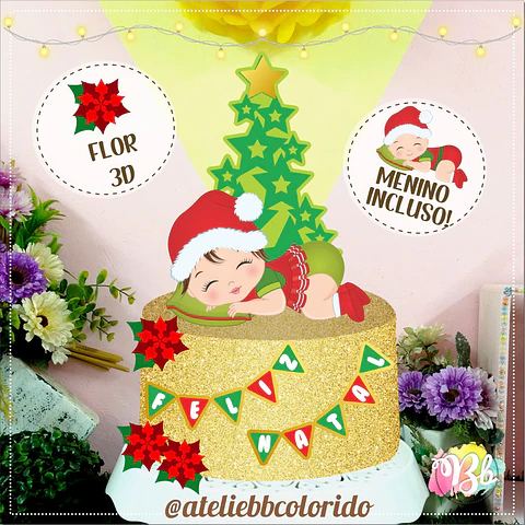 ARQUIVO DE CORTE TOPO DE BOLO NATAL BEBÊ DORMINDO