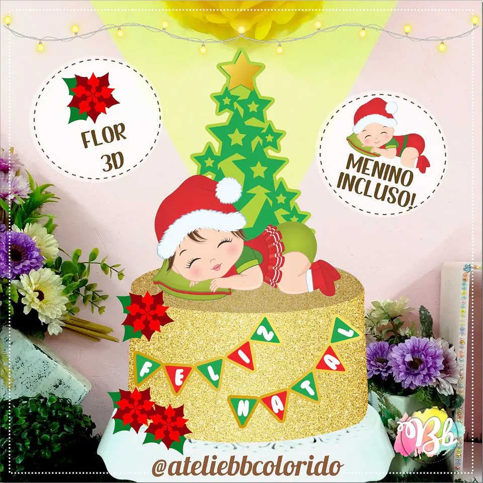 ARQUIVO DE CORTE TOPO DE BOLO NATAL BEBÊ DORMINDO 1
