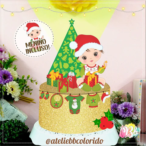 ARQUIVO DE CORTE TOPO DE BOLO NATAL BEBÊ
