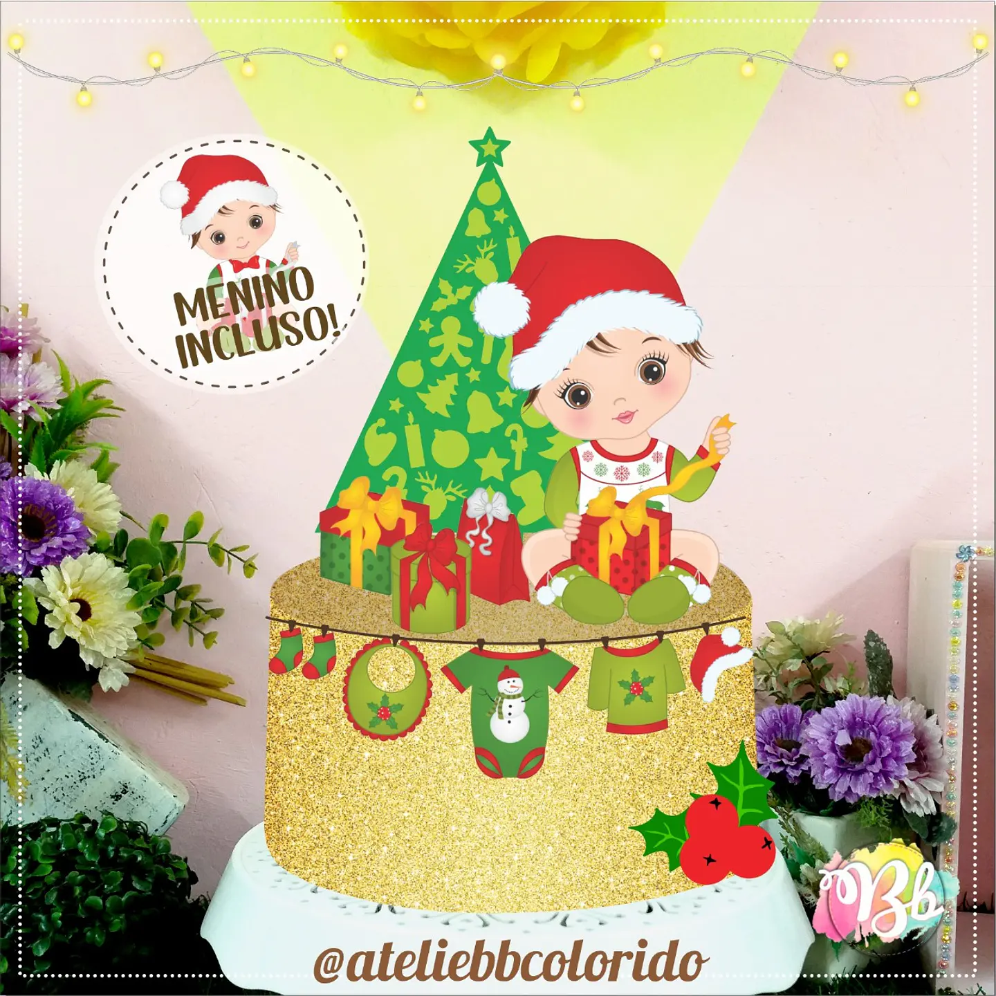ARQUIVO DE CORTE TOPO DE BOLO NATAL BEBÊ 1