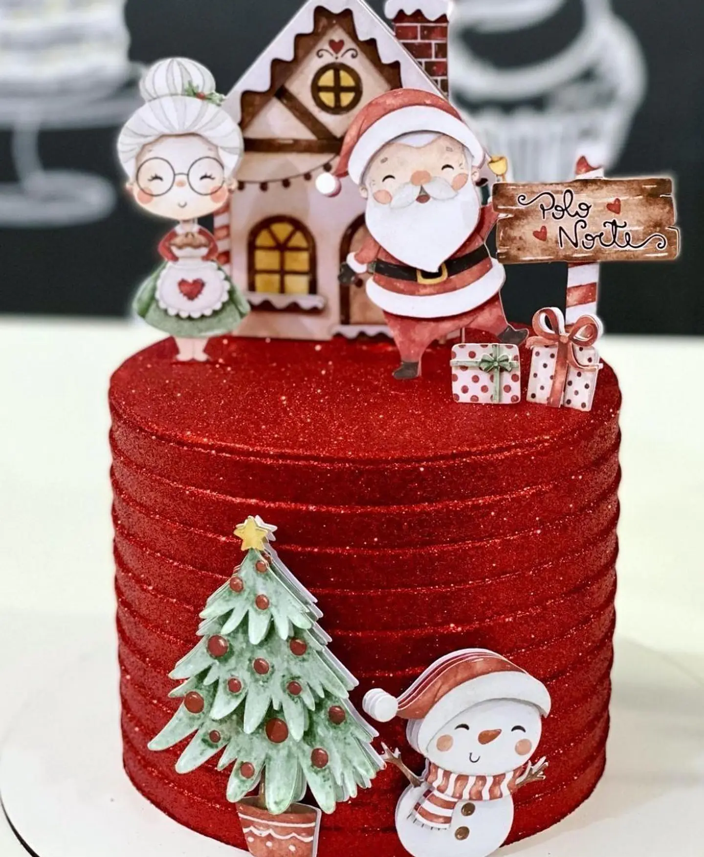 ARQUIVO DE CORTE TOPO DE BOLO NATAL AQUARELADO 1