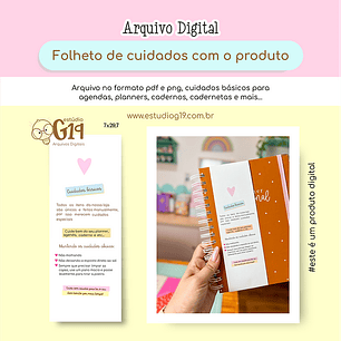 Arquivo de corte Folhetos cuidado com o produto - Estudio g19