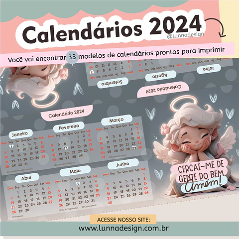 Arquivo de corte Combo Calendário 2024 -  Lunna Designer