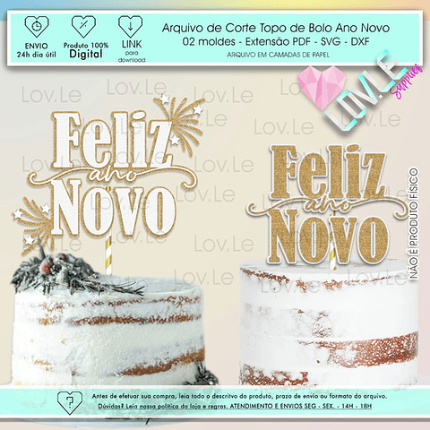 ARQUIVO DE CORTE TOPO DE BOLO FELIZ ANO NOVO
