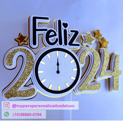 ARQUIVO DE CORTE TOPO DE BOLO ANO NOVO 2024