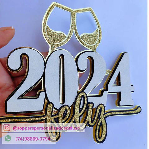 ARQUIVO DE CORTE TOPO DE BOLO ANO NOVO 2024