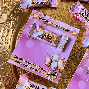 Arquivo balinha e card ano novo 2024 - ilustracin