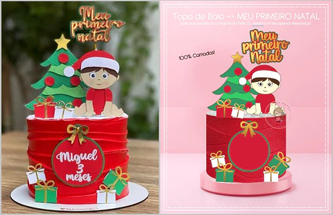 ARQUIVO DE CORTE TOPO DE BOLO MEU PRIMEIRO NATAL