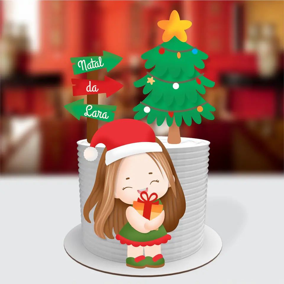 ARQUIVO DE CORTE TOPO DE BOLO NATAL MENINA 1