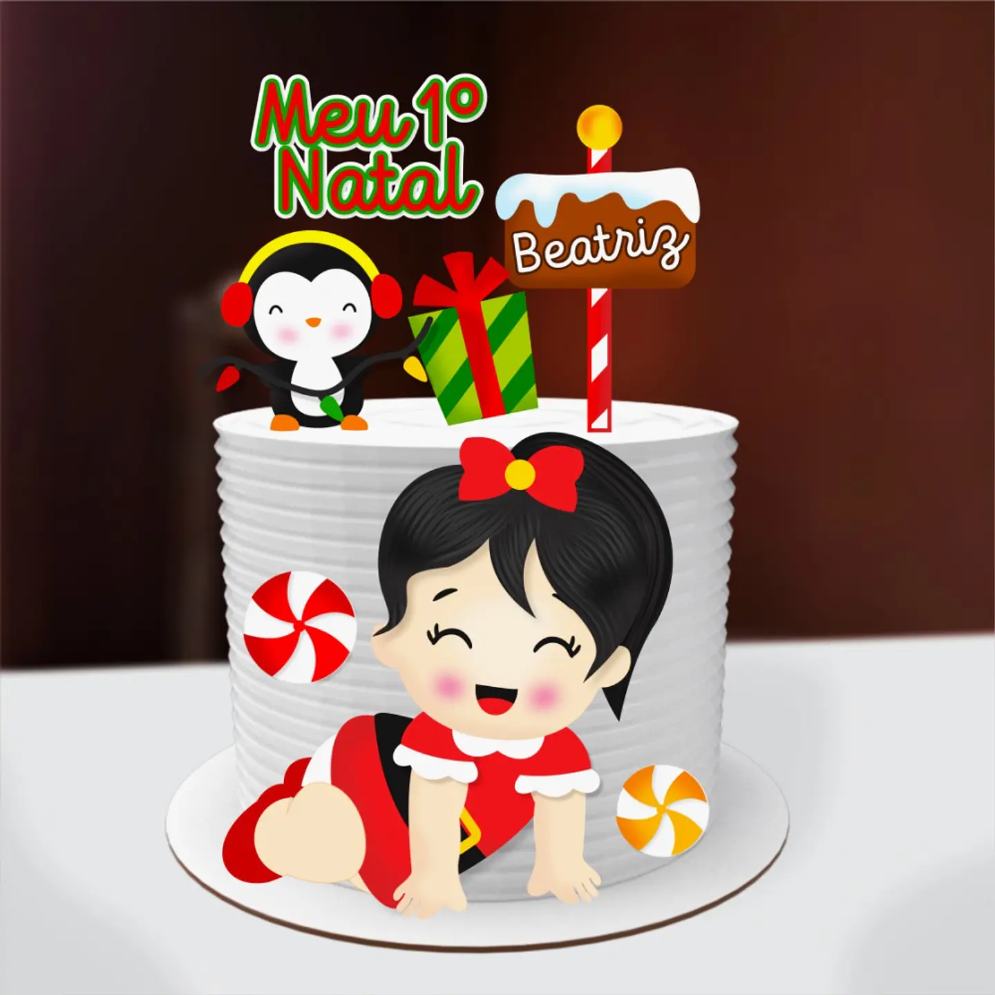 ARQUIVO DE CORTE TOPO DE BOLO MENINA BABY NATAL 1