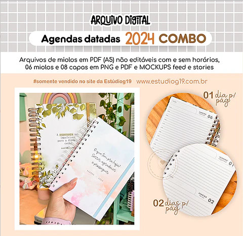  Arquivo Agenda 2024 Neutras - 01 e 02 dias A5 COMBO