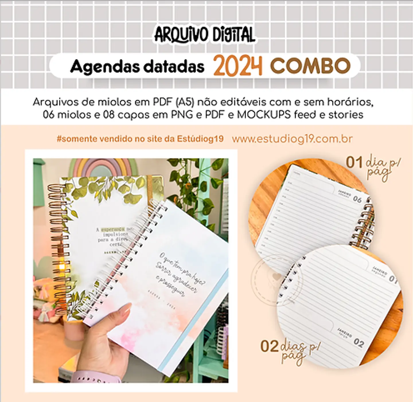  Arquivo Agenda 2024 Neutras - 01 e 02 dias A5 COMBO 1
