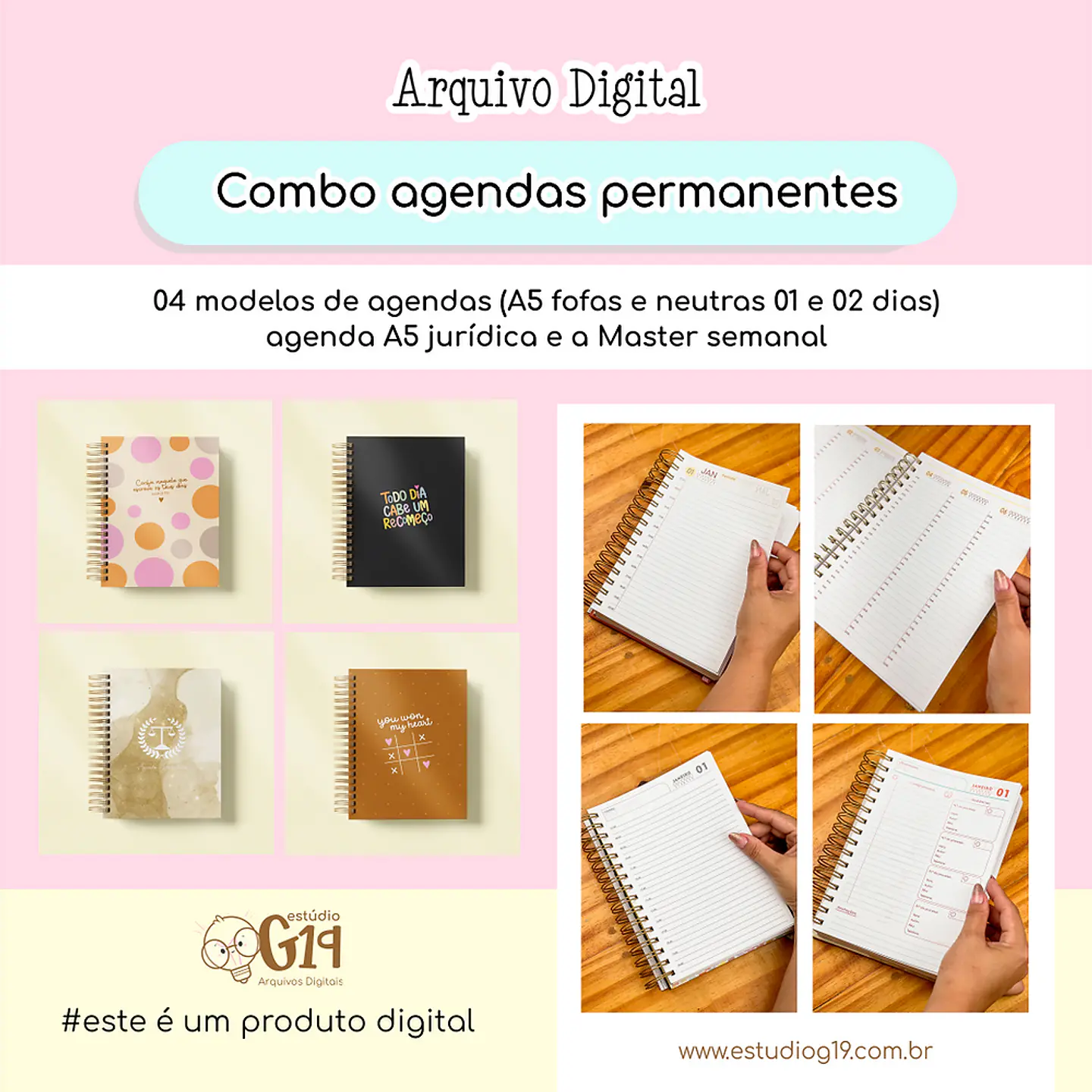 Arquivo Agendas Permanentes A5 e master semanal Combo - Estudio G19 1