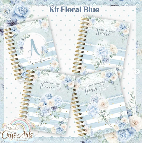ARQUIVO ENCADERNAÇÃO FLORAL AZUL - ARTS CHRYS