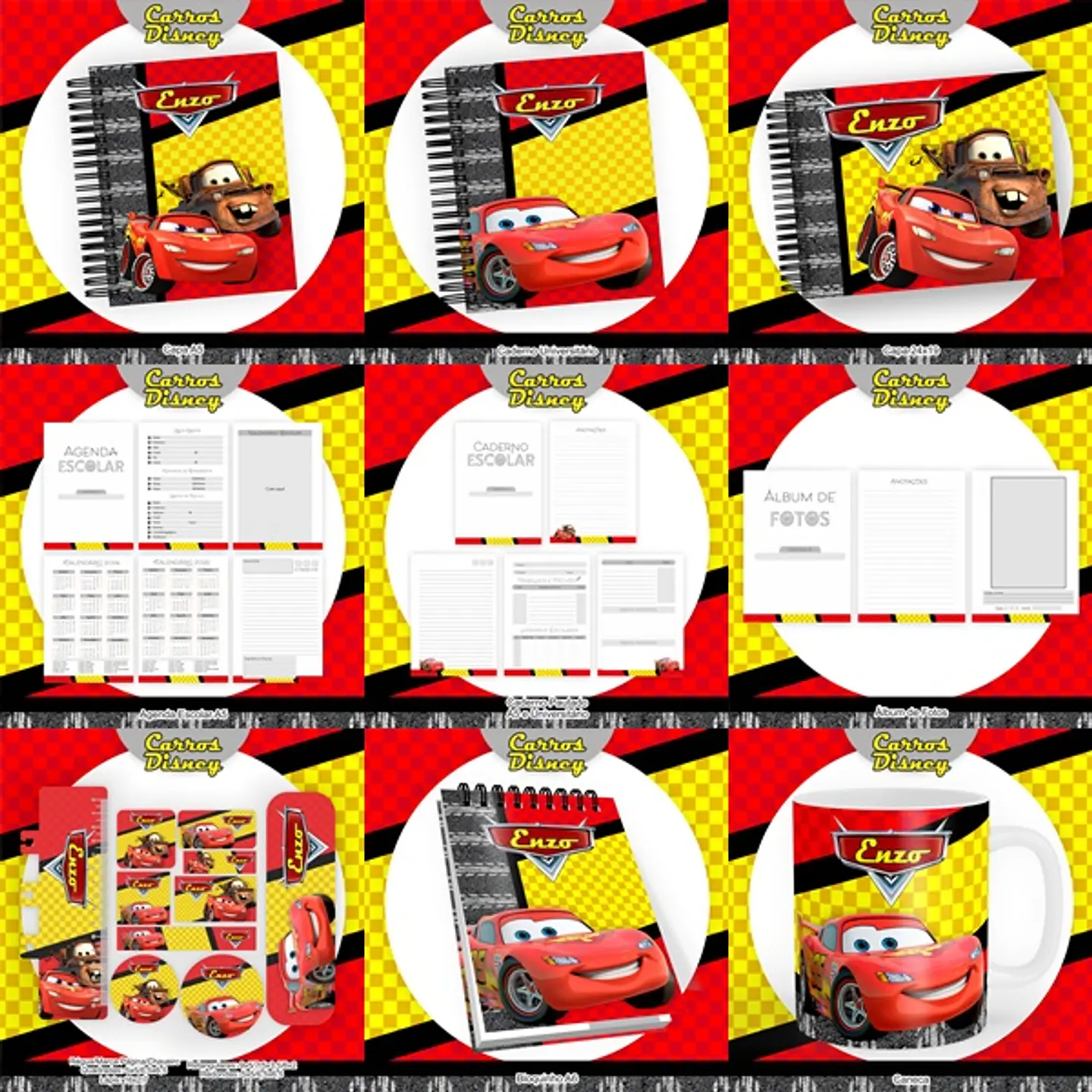  ARQUIVO ENCADERNAÇÃO KIT ESCOLAR CARROS DISNEY - PAMELLA 1