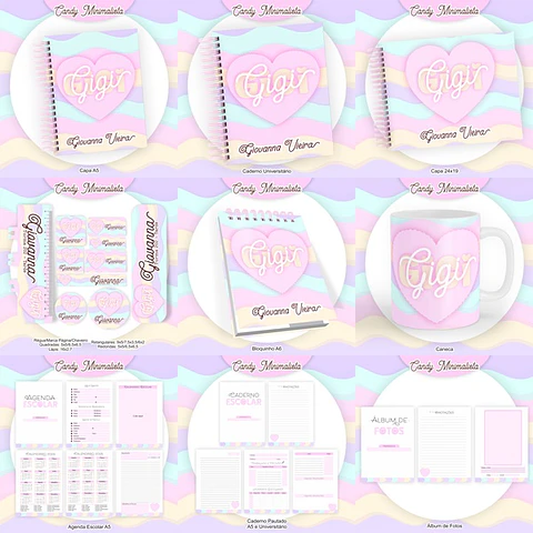 ARQUIVO ENCADERNAÇÃO KIT ESCOLAR CANDY MINIMALISTA- PAMELLA