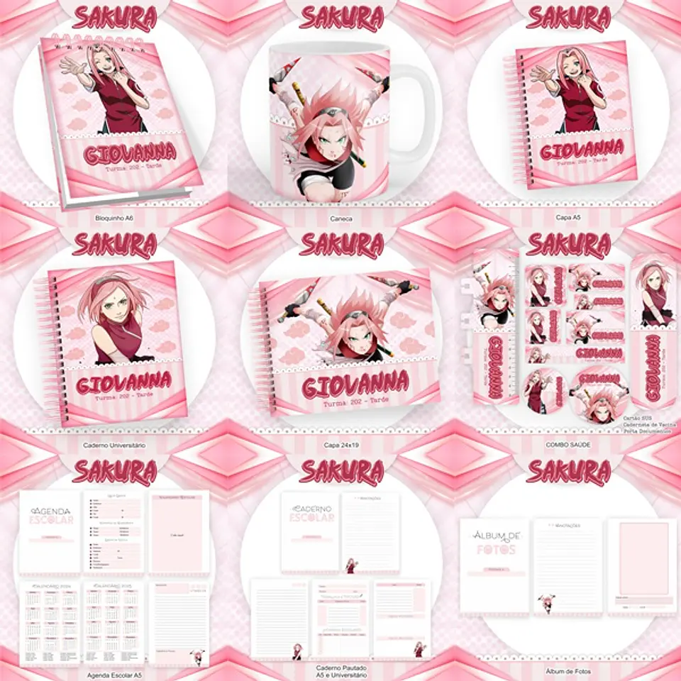 ARQUIVO ENCADERNAÇÃO KIT ESCOLAR SAKURA - PAMELLA 1