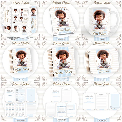 ARQUIVO ENCADERNAÇÃO KIT ESCOLAR MENINO CRISTÃO - PAMELLA