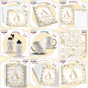 ARQUIVO ENCADERNAÇÃO KIT ESCOLAR FLORAL INICIAL - LINA CRIATIVA