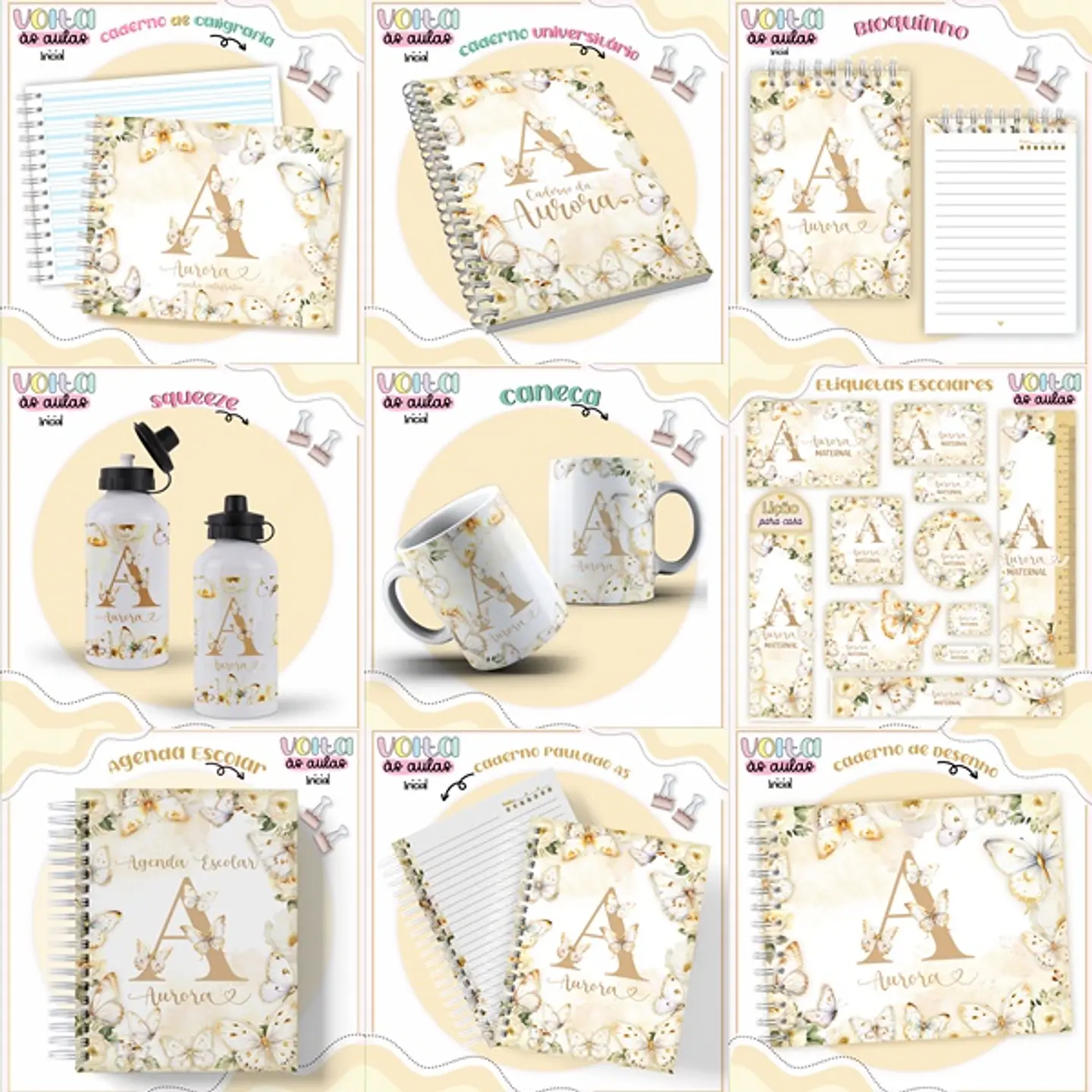 ARQUIVO ENCADERNAÇÃO KIT ESCOLAR FLORAL INICIAL - LINA CRIATIVA 1